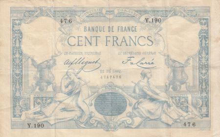 France 100 Francs Type 1882 - 13-08-1182 - Série Y.190 - TB