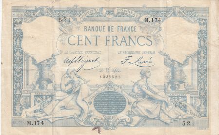 France 100 Francs Type 1882 \ Lion inversé \  -  25-07-1882 - Série M.174 - TTB