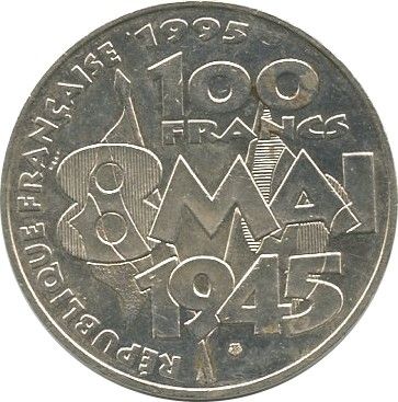 France 100 Francs Victoire 2è Guerre Mondiale 8 Mai 1945 - Argent