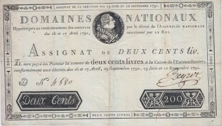 France 100 Livres - 19 Juin et 12 Septembre 1791 - Sign. LEGROS - D.