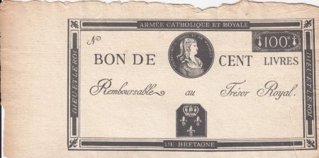 France 100 Livres Bon à l\'effigie de LOUIS XVII - non émis - 1794 - FAUX