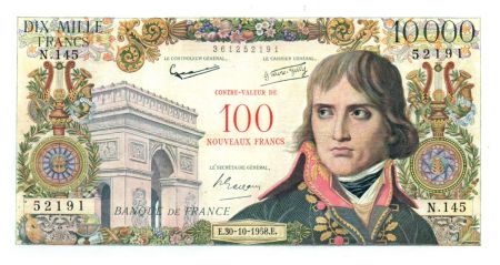 France 100 NF sur 10000 Francs Bonaparte - 30-10-1958 Série N.145 - TB+
