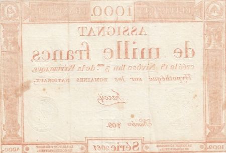 France 1000 francs - 18 Nivose An III (7.1.1795) - Sign. Farcy