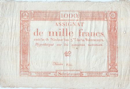 France 1000 Francs - 18 Nivôse l\'An 3 - Sign. BOT - Série 10805