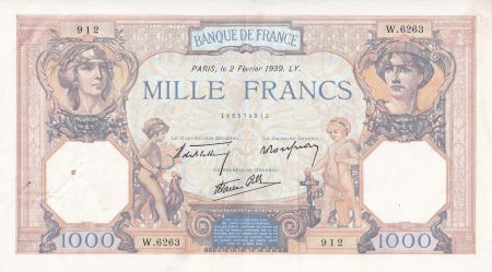 France 1000 Francs - Cérès et Mercure - 02-02-1939 - Série W.6263 - F.38.34