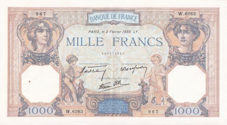 France 1000 Francs - Cérès et Mercure - 02-02-1939 - Série W.6263 - SUP+ - F.38.34