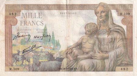 France 1000 Francs - Déesse Déméter - 28-05-1942 - Série R.109 - F.40.01