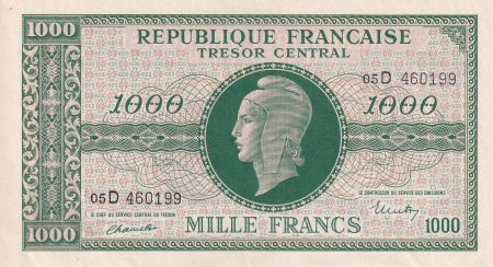 France 1000 Francs - Marianne - 1945 - Lettre D - Série 05 D - SUP+ - VF.13.1