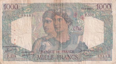 France 1000 Francs - Minerve et Hercule - 07-04-1949 - Série P.559 - TB - F.41.26