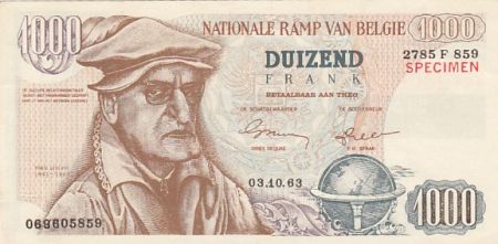 France 1000 francs - Nationale ramp van belgie - Spécimen - 1963