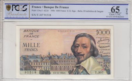 France 1000 Francs,  Richelieu - 1956  -  PCGS 65 OPQ