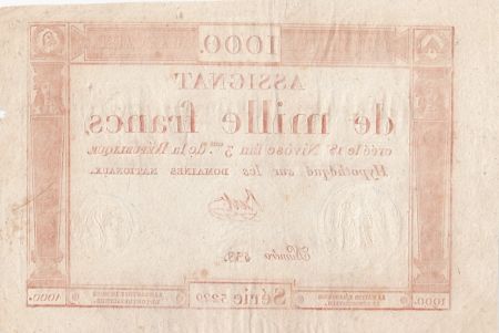 France 1000 Francs 18 Nivose An III - 7.1.1795 - Sign. Bert - TTB+