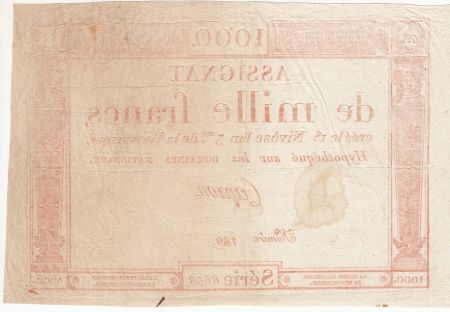 France 1000 Francs 18 Nivose An III - 7.1.1795 - Sign. Capron