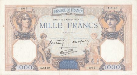 France 1000 Francs Cérès et Mercure - 02-02-1939 Série A.6140 - TTB