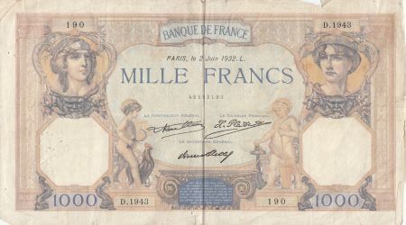 France 1000 Francs Cérès et Mercure - 02-06-1932 - Série D.1943