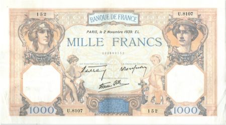 France 1000 Francs Cérès et Mercure - 02-11-1939 Série U.8107