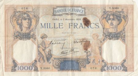 France 1000 Francs Cérès et Mercure - 03-11-1938 - Série Y.5060