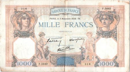 France 1000 Francs Cérès et Mercure - 03-11-1938 Série F.5442