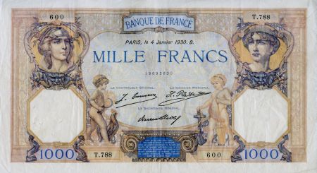 France 1000 Francs Cérès et Mercure - 04-01-1930 Série T.788 - TTB