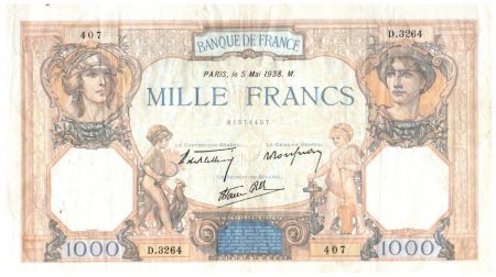 France 1000 Francs Cérès et Mercure - 05-05-1938 Série D.3264 - TTB