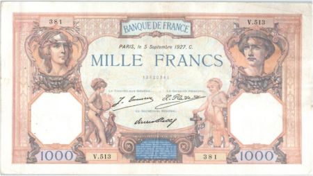France 1000 Francs Cérès et Mercure - 05-09-1927 Série V.513