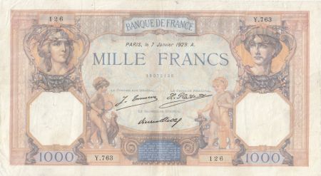 France 1000 Francs Cérès et Mercure - 07-01-1929 Série Y.763 - pTTB