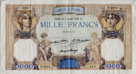 France 1000 Francs Cérès et Mercure - 07-07-1932 Série P.2024 - TTB