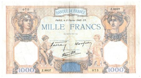 France 1000 Francs Cérès et Mercure - 08-02-1940 Série Z.8837 - TTB