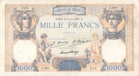 France 1000 Francs Cérès et Mercure - 08-06-1927 Série J.292 - PTTB