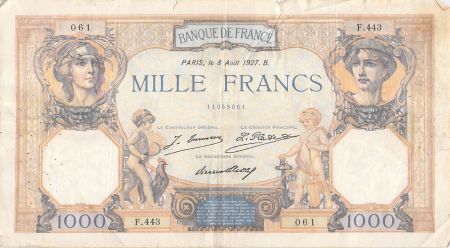 France 1000 Francs Cérès et Mercure - 08-08-1927 Série F.443 - TB+