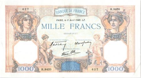 France 1000 Francs Cérès et Mercure - 11-04-1940 Série H.9420