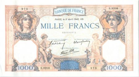 France 1000 Francs Cérès et Mercure - 11-04-1940 Série S.9208-975