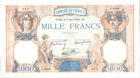 France 1000 Francs Cérès et Mercure - 11-04-1940 Série S.9208-977