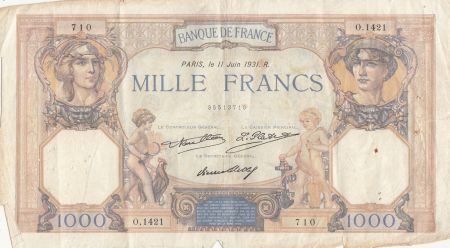 France 1000 Francs Cérès et Mercure - 11-06-1931 - Série O.1421