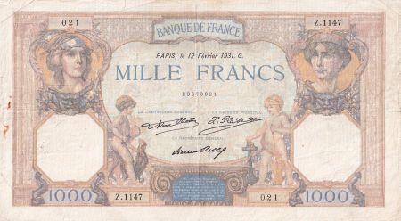 France 1000 Francs Cérès et Mercure - 12-02-1931 - Série Z.1147