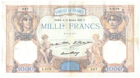 France 1000 Francs Cérès et Mercure - 13-10-1932 Série A.2178 - TB+