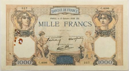 France 1000 Francs Cérès et Mercure - 13-10-1938 Série C.4096 - TTB