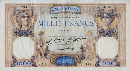 France 1000 Francs Cérès et Mercure - 14-01-1930 Série J.813 - TTB