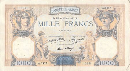 France 1000 Francs Cérès et Mercure - 14-05-1936 Série A.2477 - TTB