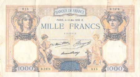 France 1000 Francs Cérès et Mercure - 14-05-1936 Série B.2474 - PTTB
