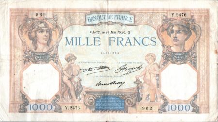 France 1000 Francs Cérès et Mercure - 14-05-1936 Série Y.2476