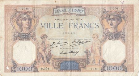France 1000 Francs Cérès et Mercure - 14-06-1927 - Série U.304
