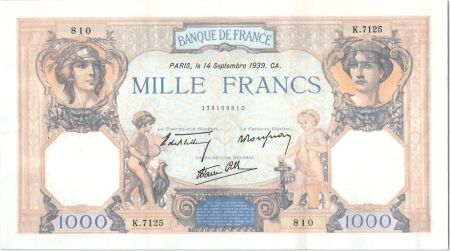France 1000 Francs Cérès et Mercure - 14-09-1939 Série K.7125
