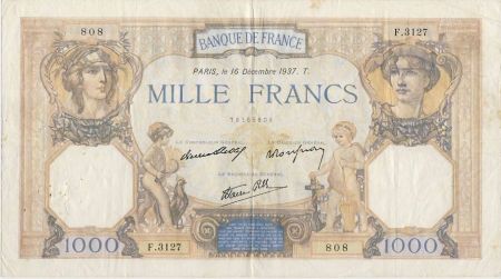France 1000 Francs Cérès et Mercure - 16/12/1937 Série F3127