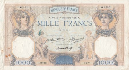 France 1000 Francs Cérès et Mercure - 17-09-1936 - Série O.2590