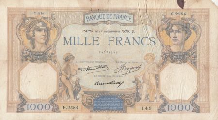 France 1000 Francs Cérès et Mercure - 17-09-1936 Série E.2584 - B+