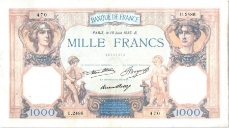 France 1000 Francs Cérès et Mercure - 18-06-1936 Série U.2486