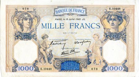 France 1000 Francs Cérès et Mercure - 18/07/1940 Série E.10448 - TTB