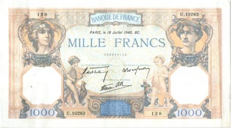 France 1000 Francs Cérès et Mercure - 18-07-1940 Série U.10263