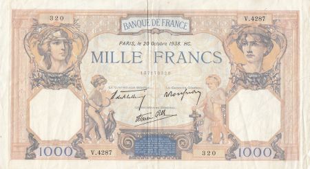 France 1000 Francs Cérès et Mercure - 20-10-1938 - Série V.4287